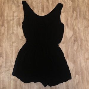 Simple Black Swim Coverup Romper